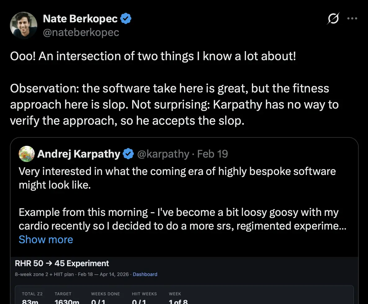 tweet reply to Karpathy